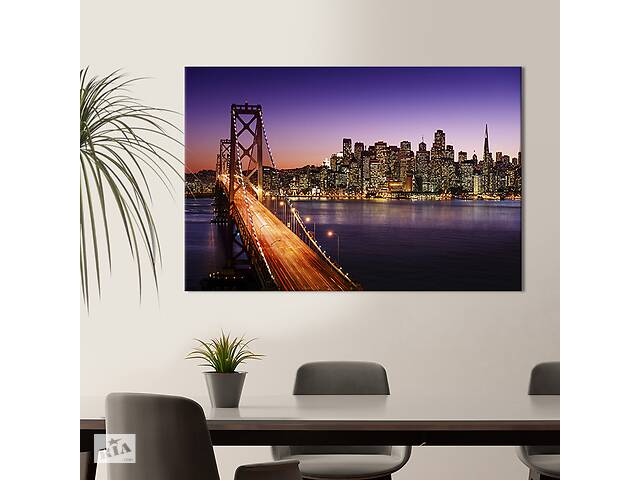Картина на холсте KIL Art для интерьера в гостиную спальню Знаменитый мост в Сан-Франциско 51x34 см (334-1)