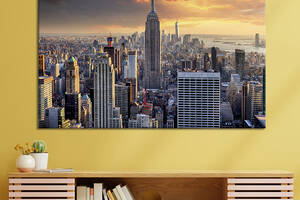 Картина на холсте KIL Art для интерьера в гостиную спальню Огромный Нью-Йорк 80x54 см (370-1)