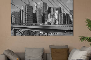 Картина на холсте KIL Art для интерьера в гостиную спальню Чёрно-белый Манхэттен 120x80 см (382-1)