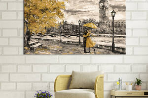 Картина на холсте KIL Art для интерьера в гостиную спальню Пара на фоне Биг-Бена 80x54 см (383-1)