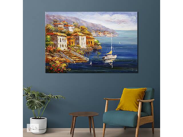 Картина на холсте KIL Art для интерьера в гостиную спальню Греция картина маслом 51x34 см (386-1)