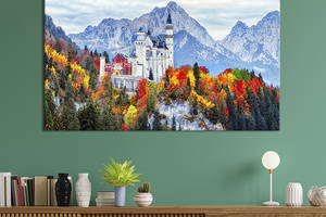 Картина на холсте KIL Art для интерьера в гостиную спальню Немецкий замок Нойшванштайн 51x34 см (392-1)