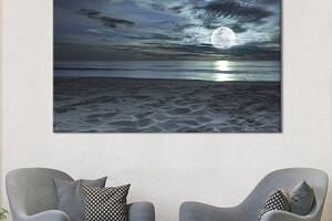 Картина на холсте KIL Art для интерьера в гостиную спальню Ночной пляж 120x80 см (407-1)