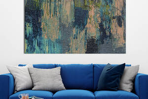 Картина на холсте KIL Art для интерьера в гостиную спальню Абстракция вертикальные мазки красок 80x54 см (41-1)