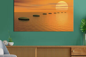 Картина на холсте KIL Art для интерьера в гостиную спальню Каменная тропа в море 120x80 см (415-1)
