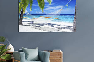 Картина на холсте KIL Art для интерьера в гостиную спальню Гамак на пляже 80x54 см (417-1)