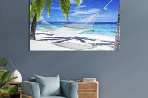 Картина на холсте KIL Art для интерьера в гостиную спальню Гамак на пляже 51x34 см (417-1)