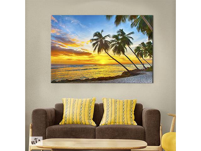 Картина на холсте KIL Art для интерьера в гостиную спальню Пляж Барбадоса 80x54 см (428-1)