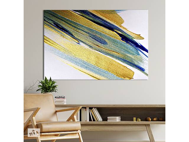 Картина на холсте KIL Art для интерьера в гостиную спальню Абстрактные краски на бумаге 80x54 см (43-1)