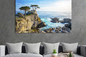 Картина на холсте KIL Art для интерьера в гостиную спальню Вид на море с дороги Майл Драйв 120x80 см (431-1)