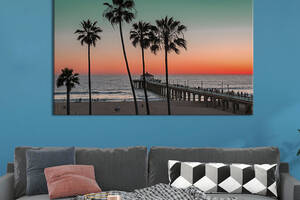 Картина на холсте KIL Art для интерьера в гостиную спальню Калифорнийский пляж 120x80 см (435-1)
