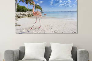 Картина на холсте KIL Art для интерьера в гостиную спальню Остров фламинго 80x54 см (437-1)
