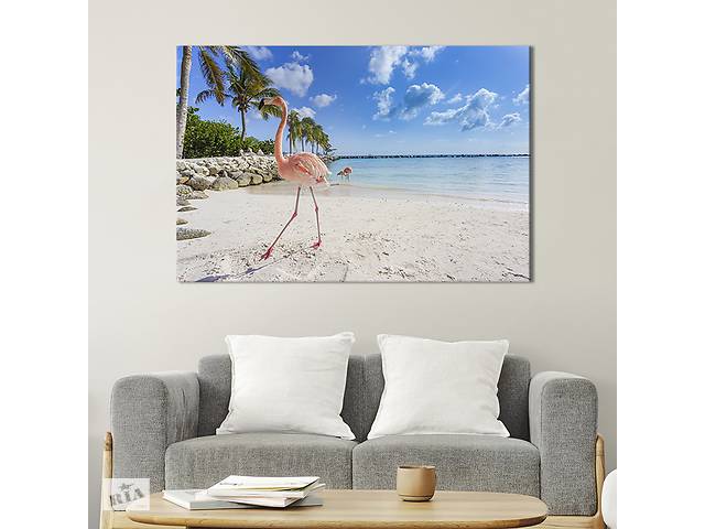 Картина на холсте KIL Art для интерьера в гостиную спальню Остров фламинго 51x34 см (437-1)