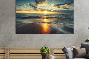 Картина на холсте KIL Art для интерьера в гостиную спальню Закат над морской далью 120x80 см (442-1)