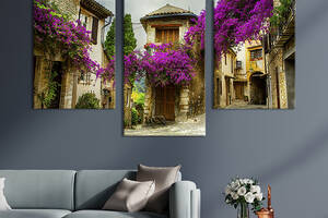 Картина на холсте KIL Art для интерьера в гостиную Старая улица Прованса во Франции 96x60 см (330-32)