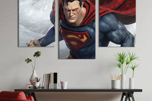 Картина на холсте KIL Art для интерьера в гостиную Сверхчеловек Супермен 96x60 см (751-32)