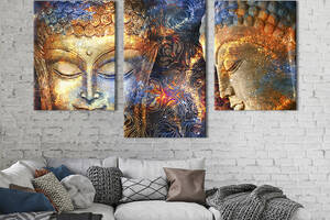 Картина на холсте KIL Art для интерьера в гостиную Сияющий портрет Будды 141x90 см (83-32)