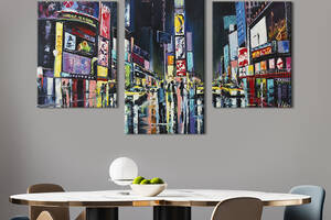 Картина на холсте KIL Art для интерьера в гостиную Таймс-сквер - центр Нью-Йорка 96x60 см (373-32)