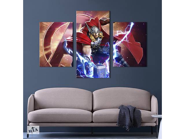 Картина на холсте KIL Art для интерьера в гостиную Thor Marvel comics 96x60 см (754-32)