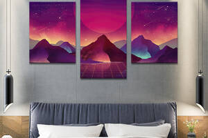 Картина на холсте KIL Art для интерьера в гостиную Цифровой космический пейзаж 96x60 см (753-32)