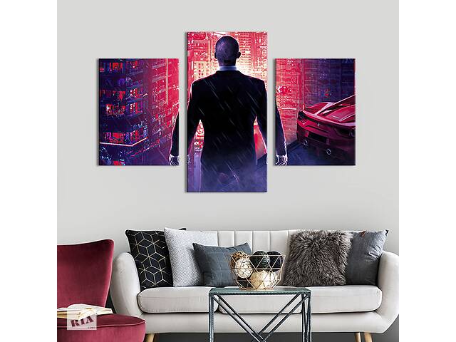 Картина на холсте KIL Art для интерьера в гостиную Убийца в смокинге - Агент 47 141x90 см (658-32)