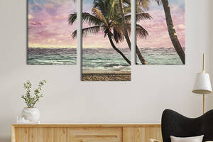 Картина на холсте KIL Art для интерьера в гостиную Утренняя заря на гавайском пляже 141x90 см (414-32)