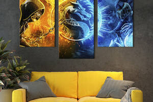 Картина на холсте KIL Art для интерьера в гостиную Вечное противостояние Скорпиона и Саб-Зиро 66x40 см