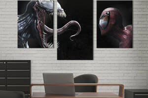 Картина на холсте KIL Art для интерьера в гостиную Venom and Spider-man 96x60 см (761-32)