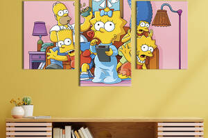 Картина на холсте KIL Art для интерьера в гостиную Весёлая семейка Симпсонов 96x60 см (739-32)