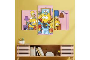 Картина на холсте KIL Art для интерьера в гостиную Весёлая семейка Симпсонов 66x40 см (739-32)