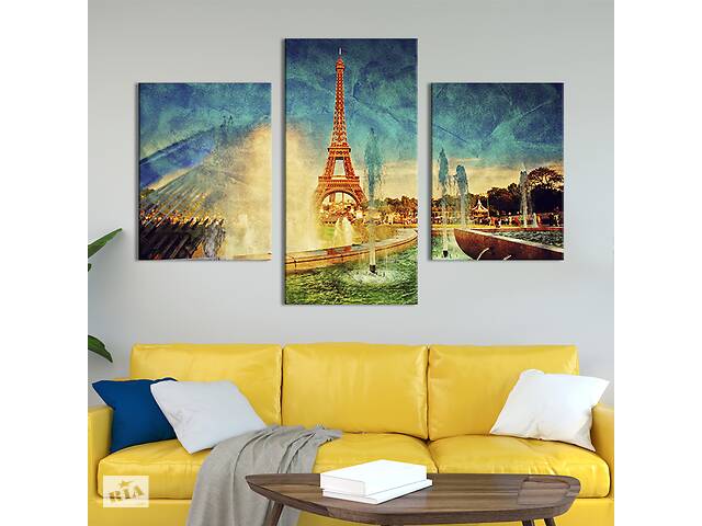 Картина на холсте KIL Art для интерьера в гостиную Волшебный город Париж 141x90 см (337-32)