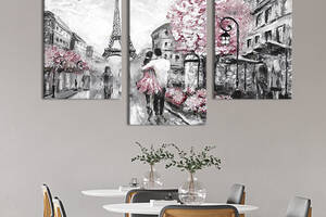 Картина на холсте KIL Art для интерьера в гостиную Волшебная весна в Париже 96x60 см (374-32)