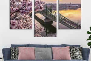 Картина на холсте KIL Art для интерьера в гостиную Восхитительный мост в Будапеште 96x60 см (367-32)