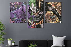 Картина на холсте KIL Art для интерьера в гостиную Война Бэтмена и Джокера 96x60 см (690-32)