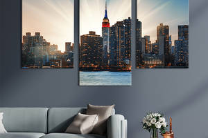 Картина на холсте KIL Art для интерьера в гостиную Высокий небоскрёб Эмпайр-Стейт-Билдинг 96x60 см (338-32)