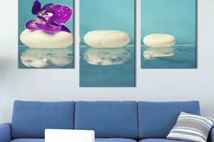Картина на холсте KIL Art для интерьера в гостиную Идеальные белые камни и орхидея 96x60 см (69-32)