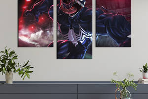 Картина на холсте KIL Art для интерьера в гостиную Инопланетный чёрный симбиот Веном 66x40 см (760-32)