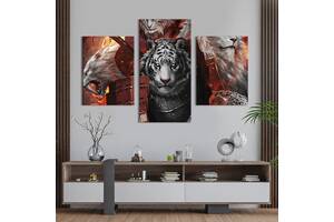Картина на холсте KIL Art для интерьера в гостиную Животные-воины 66x40 см (738-32)