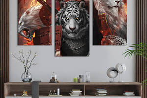 Картина на холсте KIL Art для интерьера в гостиную Животные-воины 141x90 см (738-32)