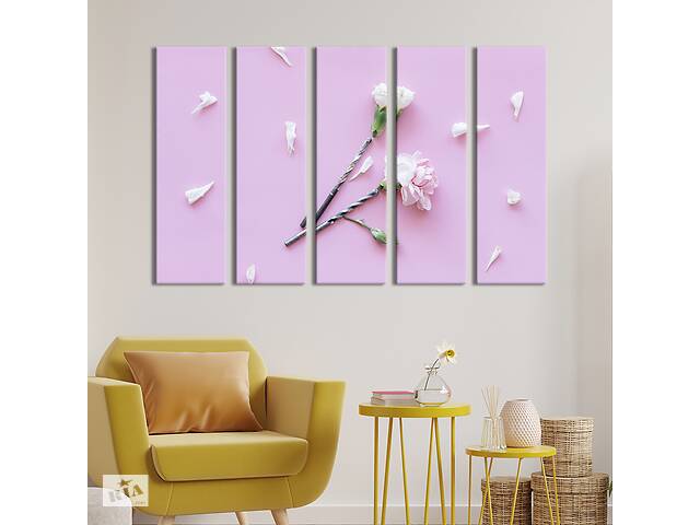 Картина на холсте KIL Art Две белые гвоздики на розовом фоне 155x95 см (941-51)