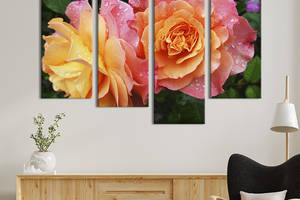 Картина на холсте KIL Art Две жёлто-розовые розы 129x90 см (847-42)