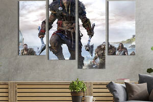 Картина на холсте KIL Art Эйвор - свирепый викинг из Assassin’s Creed Valhalla 149x106 см (1523-42)