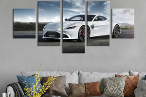 Картина на холсте KIL Art Фантастический белый Aston Martin Vantage 112x54 см (1402-52)