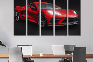 Картина на холсте KIL Art Фантастический красный Chevrolet Corvette 155x95 см (1408-51)