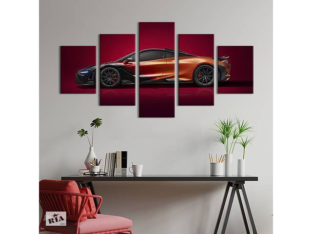 Картина на холсте KIL Art Фантастический суперкар McLaren 765LT Strata 187x94 см (1377-52)