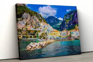 Картина на полотні KIL Art Місто на березі Італії 81x54 см (253)