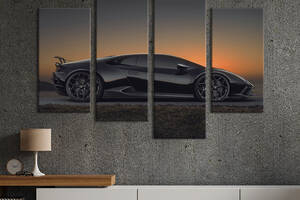 Картина на холсте KIL Art Грация чёрной Lamborghini 129x90 см (1372-42)