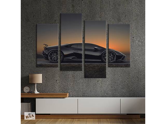 Картина на холсте KIL Art Грация чёрной Lamborghini 129x90 см (1372-42)