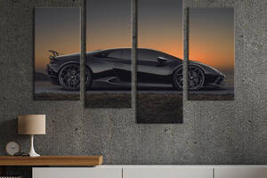 Картина на холсте KIL Art Грация чёрной Lamborghini 89x56 см (1372-42)