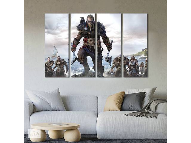 Картина на холсте KIL Art Грозный Эйвор / Assassin’s Creed Valhalla 209x133 см (1523-41)